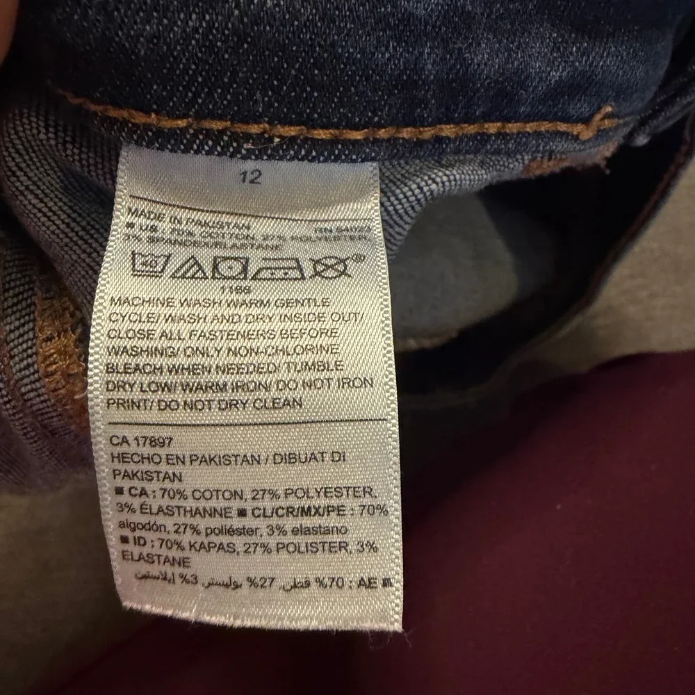 Old Navy Girls Ballerina Jeggings Distressed Raw Hem Blue Denim Jeans‎ Size 12